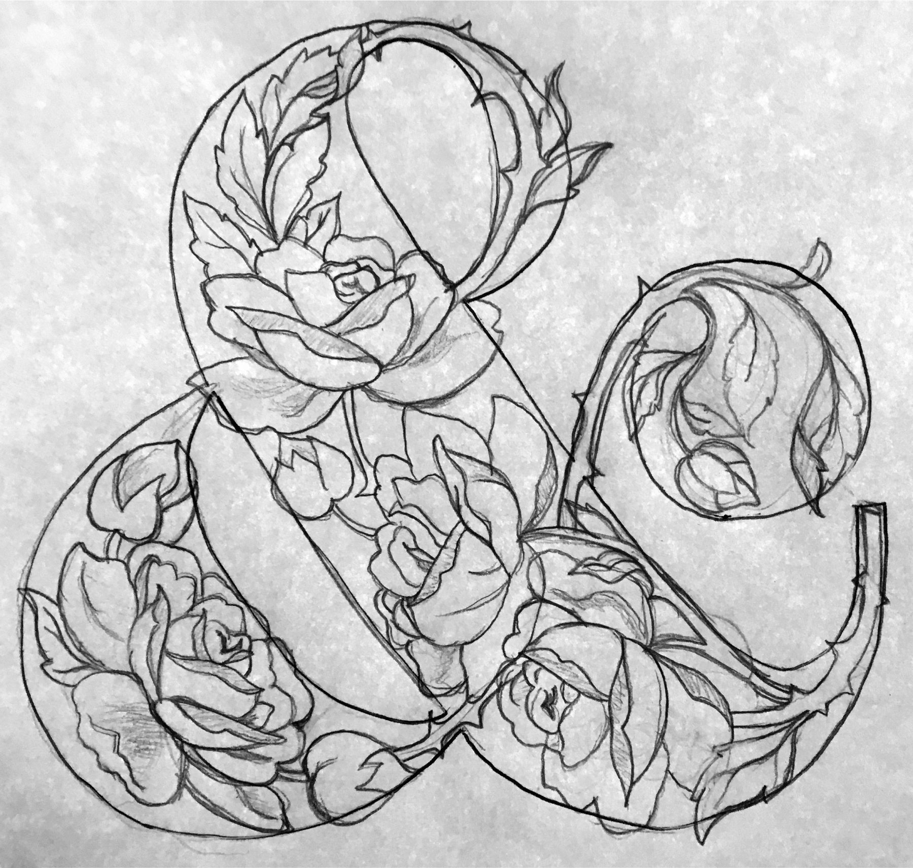 This is a sketch of the floral ampersand I created.