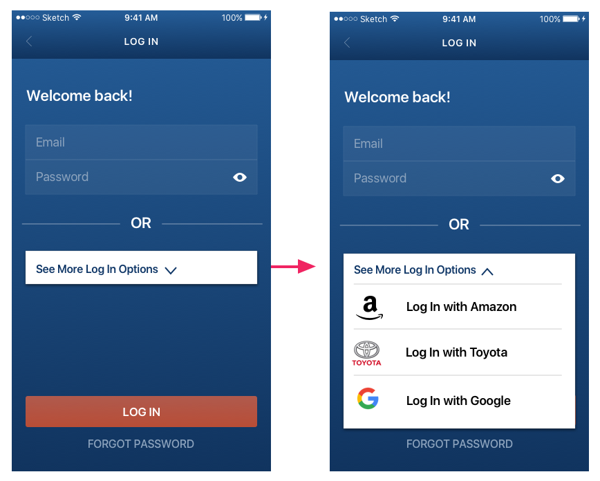 This shows the second version of a scalable OAuth login in screen I created.