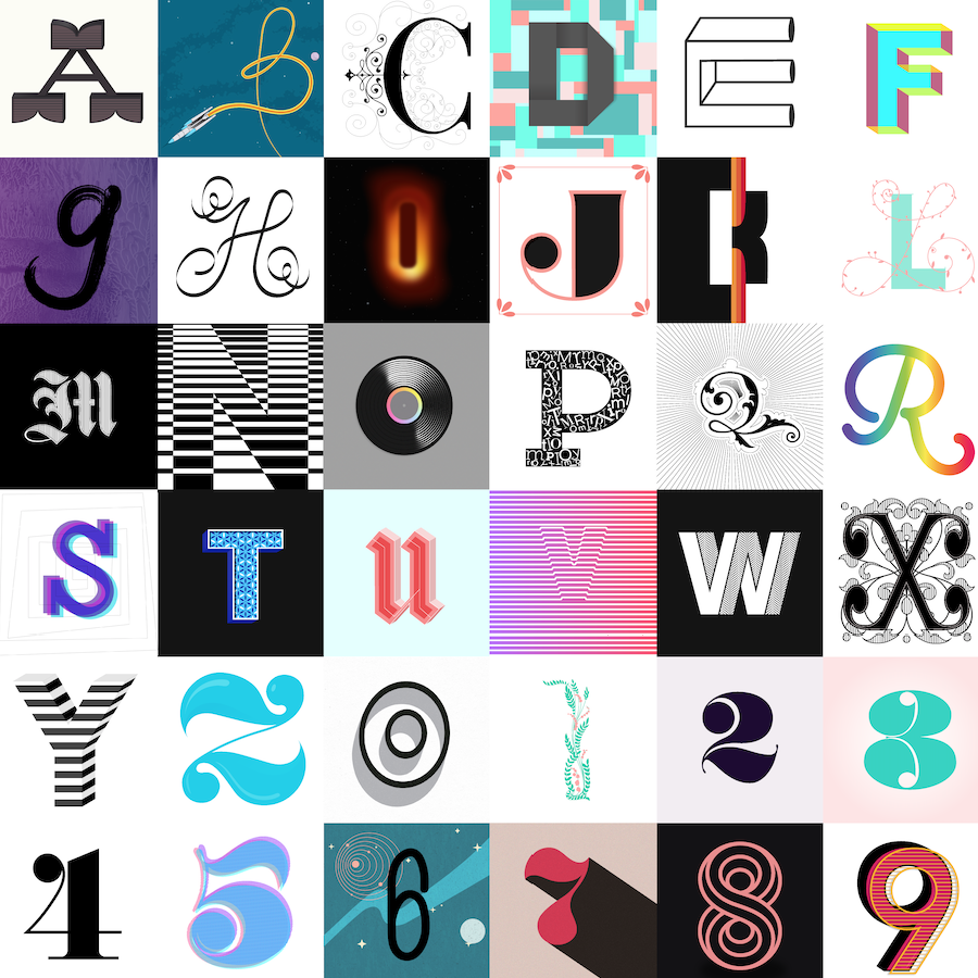This image is a compilation of the type I created for the 36 days of type challenge